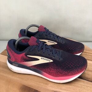 Brooks Ghost 16 Navy Pink Running Shoes Womens 10.5 Wide D Wide Cushioned